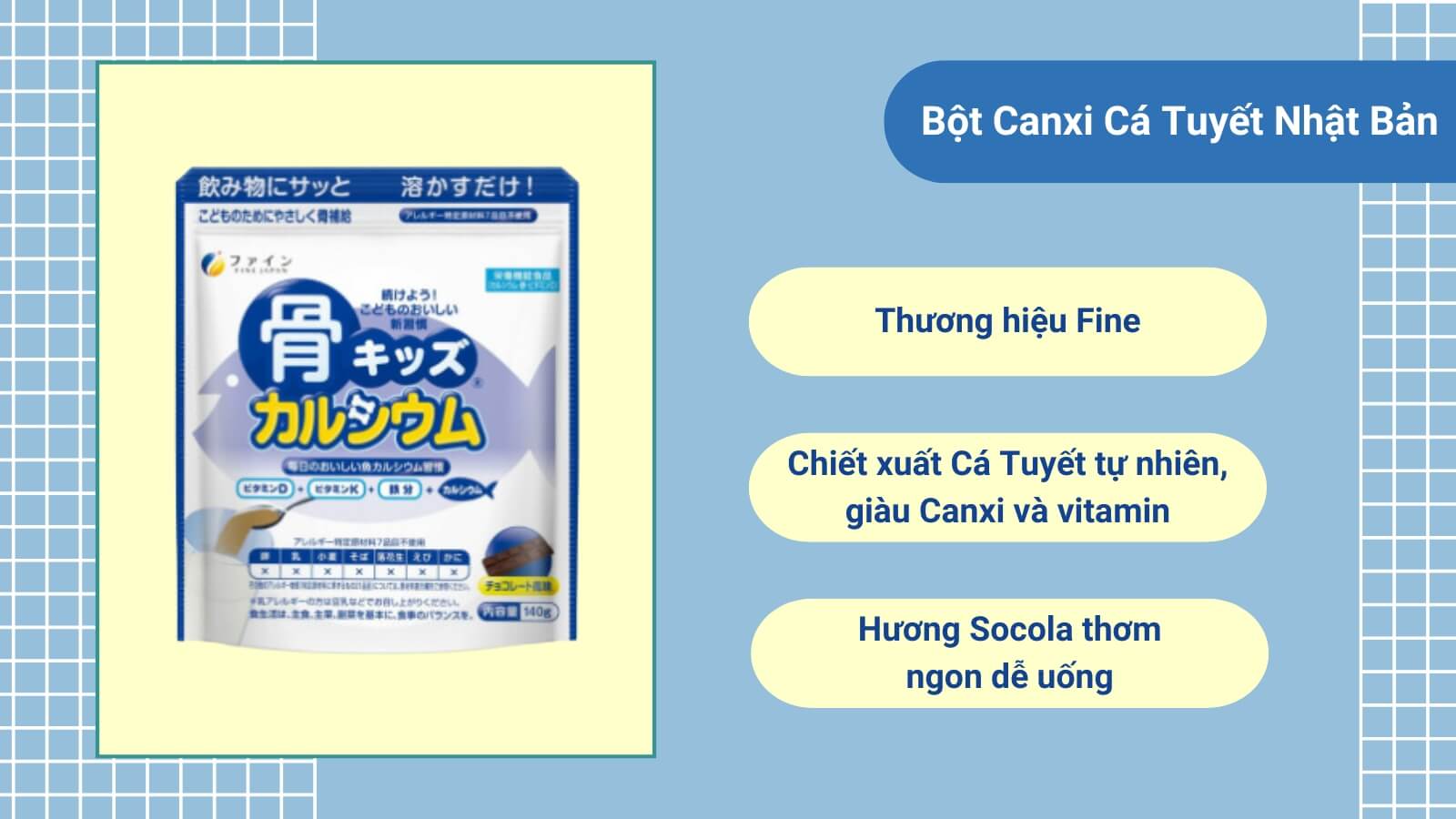 Canxi cốm Nhật Bản Unical có công thức phù hợp để nấu ăn