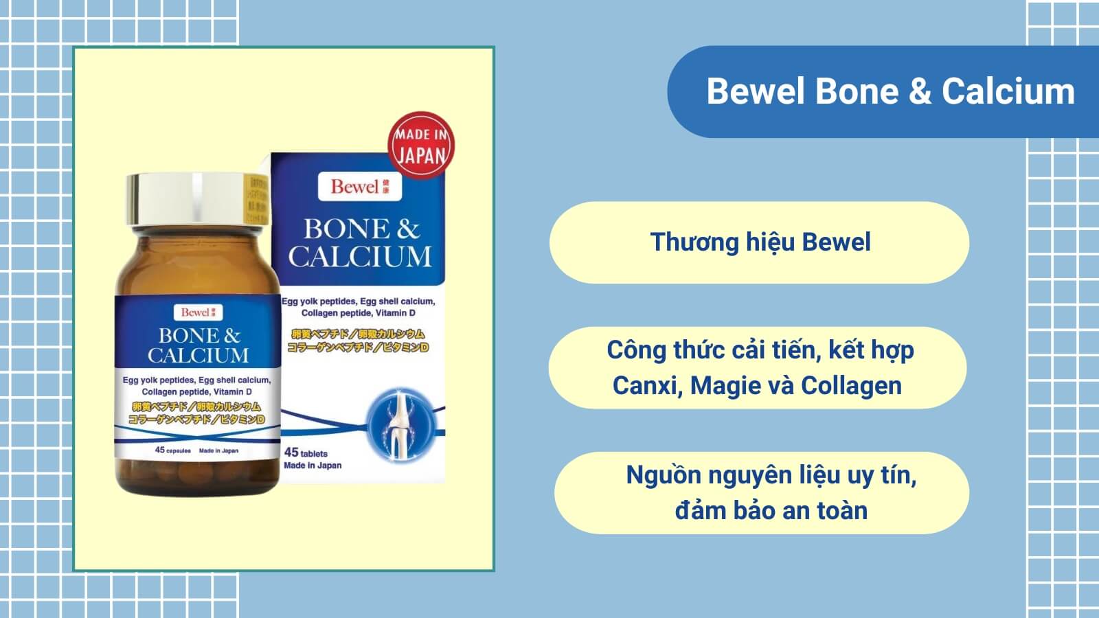 Viên uống bổ sung canxi Bewel Bone & Calcium