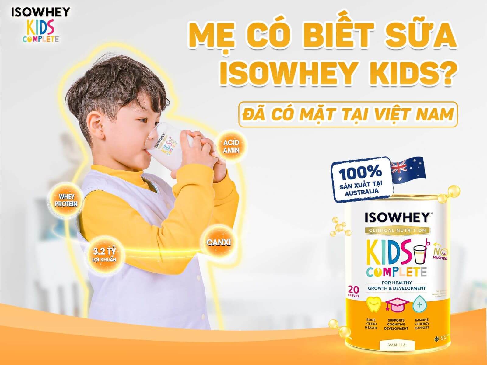 Sữa IsoWhey Kids có tốt không? Thành phần và giá bán