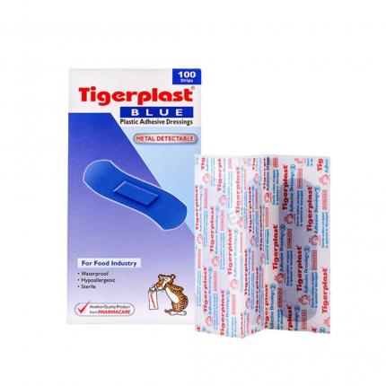 Băng cá nhân nhựa TigerPlast màu xanh hộp 100 cái (22x72mm)