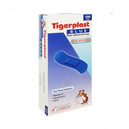 Băng cá nhân nhựa TigerPlast màu xanh hộp 100 cái (22x72mm)