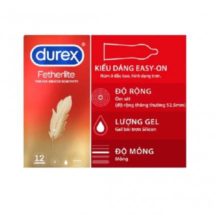 Thông tin sản phẩm Bao cao su Durex Fetherlite Thin For Greater Sensitivity (12 chiếc)