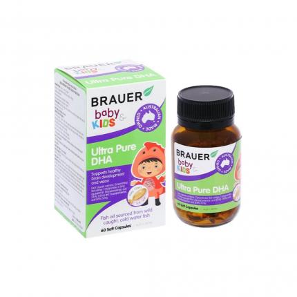 Brauer Ultra Pure DHA chai 60 viên nhai bổ não bé từ 7 tháng 1