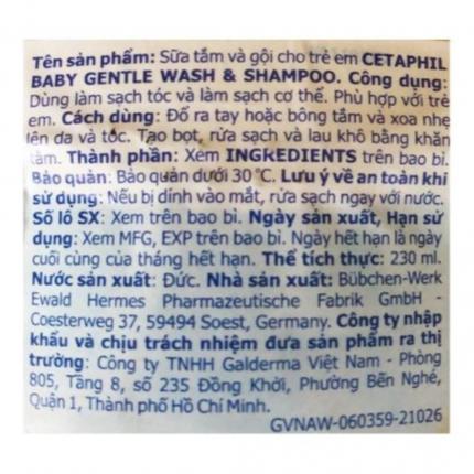 hướng dẫn sử dụng Cetaphil Baby Gentle Wash & Shampoo