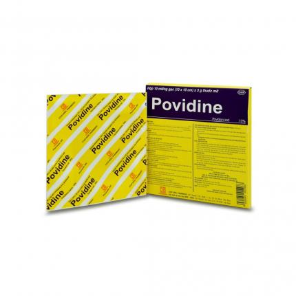 Gạc Povidine iodine 10% dùng sát trùng vết thương hộp 10 miếng