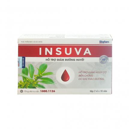 Insuva - Hỡ trợ giảm đường huyết và nguy cơ biến chứng đái tháo đường