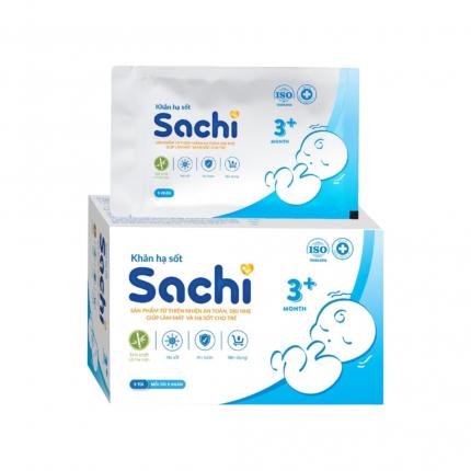 Khăn hạ sốt thảo dược Sachi 3+ - Hạ nhiệt, giảm sốt cho bé