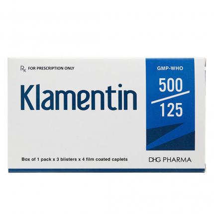 Mặt chính diện Klamentin 500/125mg