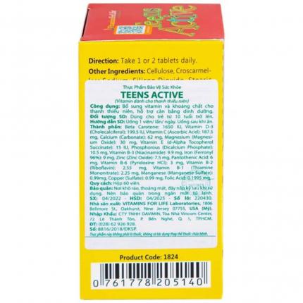 Teens Active - Vitamin cho trẻ từ 10 tuổi