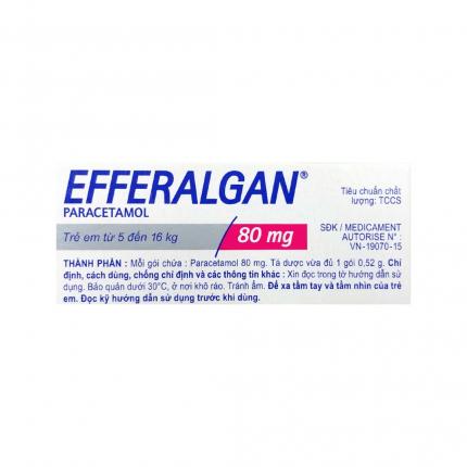 Thuốc Efferalgan 80mg - Điều trị giảm đau, hạ sốt