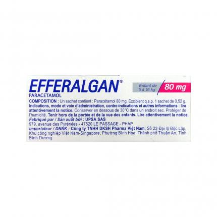 Thuốc Efferalgan 80mg - Điều trị giảm đau, hạ sốt