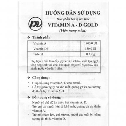 Vitamin A-D Gold - Hỗ trợ nguy cơ khô mắt, còi xương