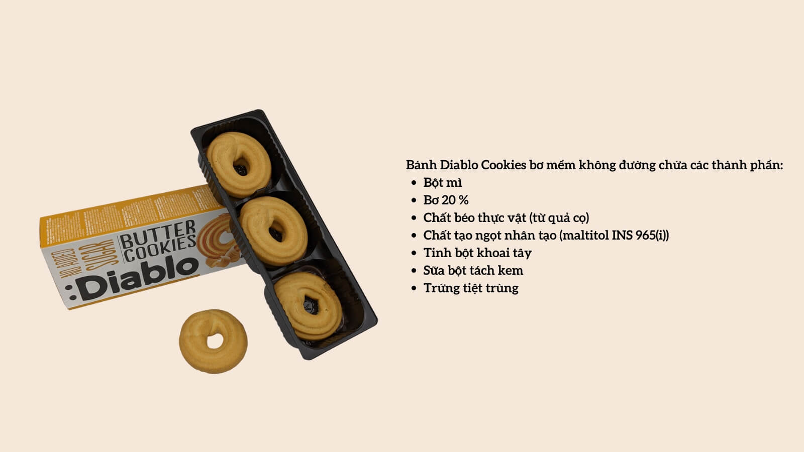 Các thành phần có trong bánh Diablo Cookies bơ mềm không đường