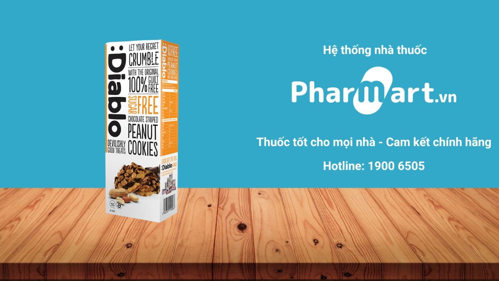 Mua Bánh Diablo Cookies đậu phộng và socola không đường chính hãng tại Pharmart.vn