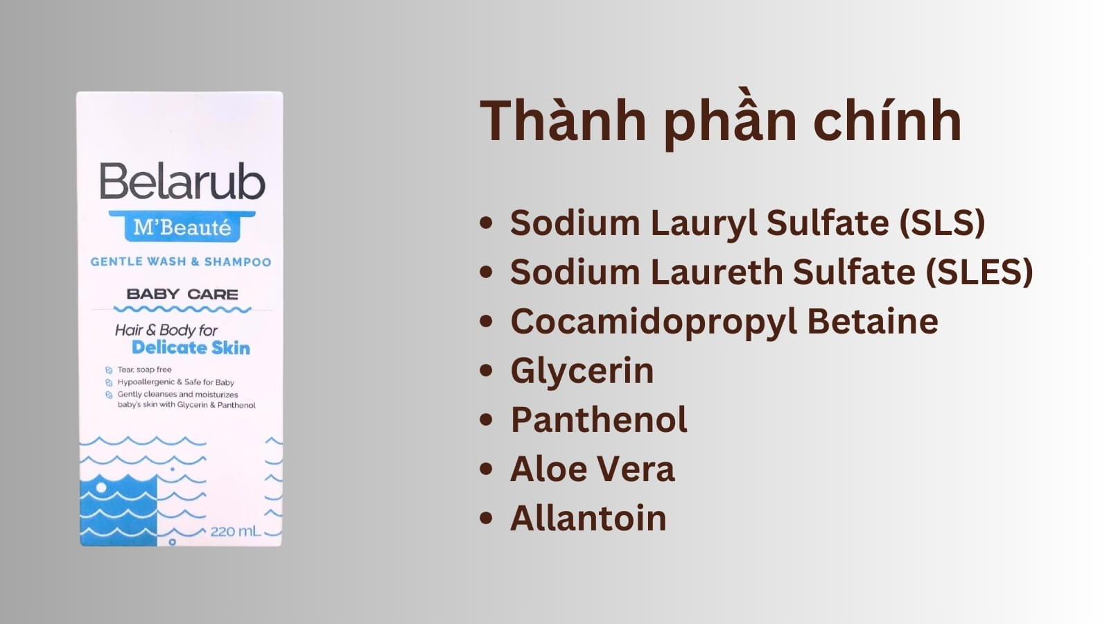 Thành phần chính của sữa tắm gội cho trẻ em Belarub M'Beauté