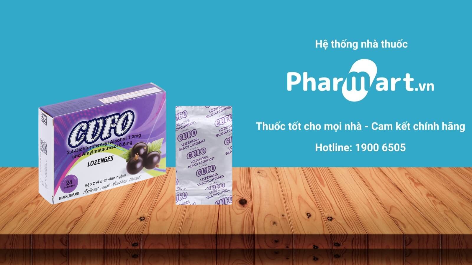 Viên ngậm Cufo đang được phân phối tại Pharmart.vn