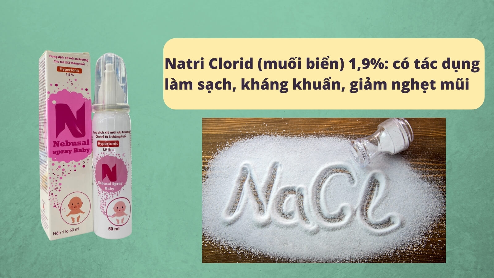 Thành phần trong Xịt mũi ưu trương Nebusal Spray 1,9%