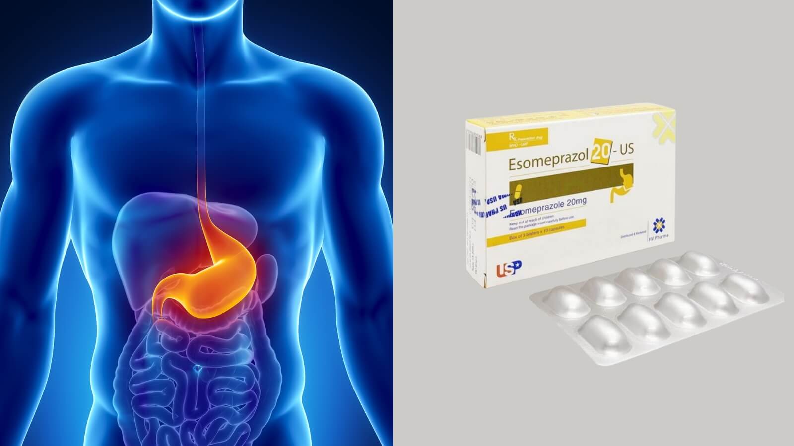 Esomeprazole 20mg chứa hoạt chất Esomeprazole, có công dụng hiệu quả trong điều trị và dự phòng loét dạ dày