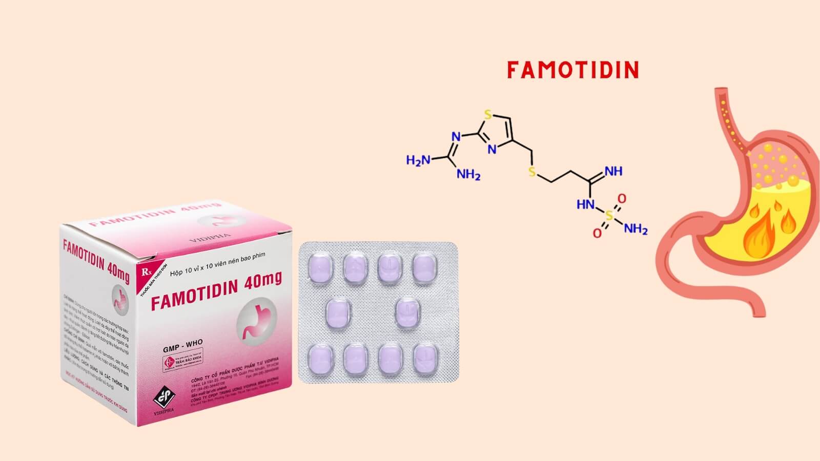 Famotidin 40mg Vidipha có chứa thành phần chính là famotidin