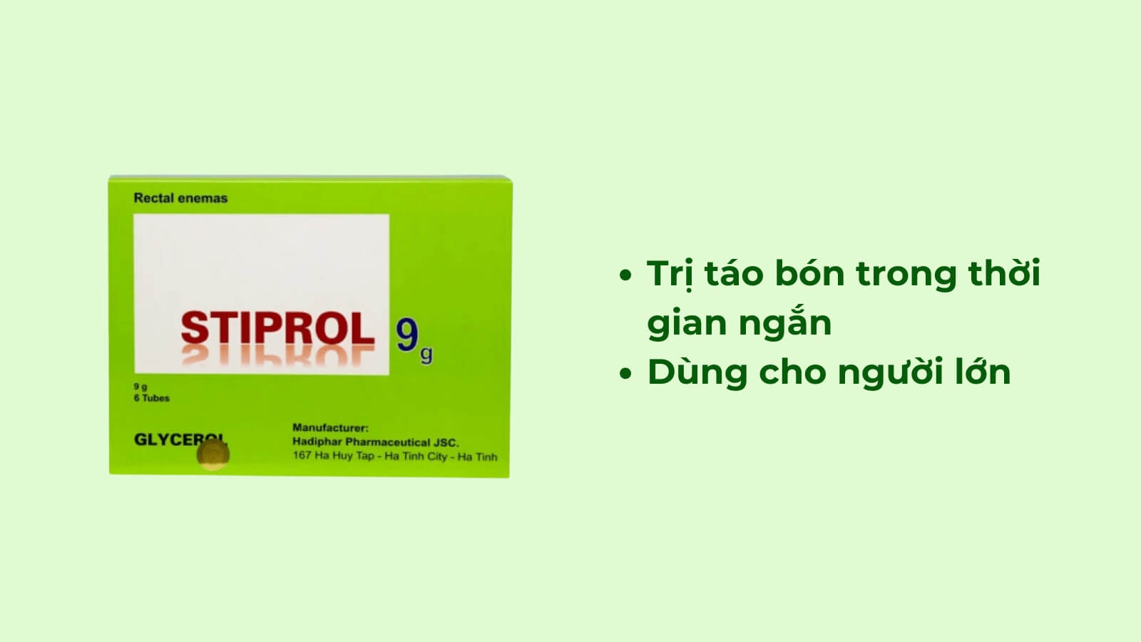 Stiprol có khả năng kích thích nhu động ruột