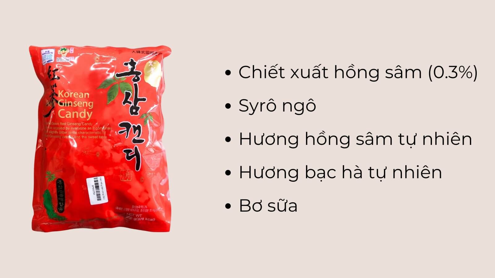 Thành phần chính của kem sâm Korean Ginseng là Hồng sâm đến từ Hàn Quốc