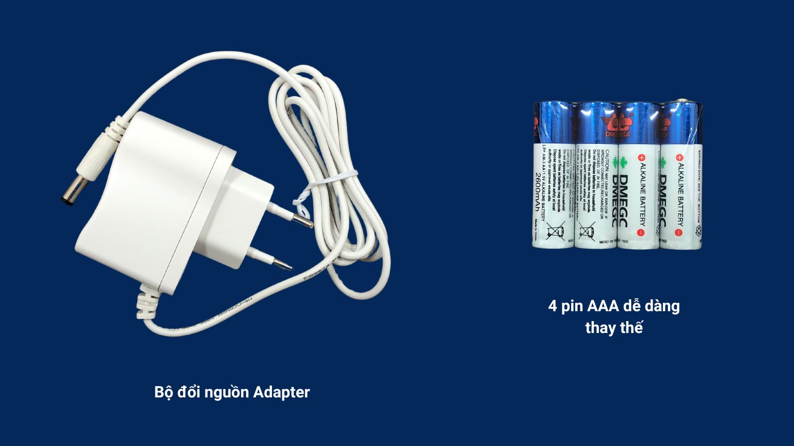 Máy huyết áp Yuwell hoạt động nhờ bộ đổi nguồn Adapter hoặc 4 pin AAA 