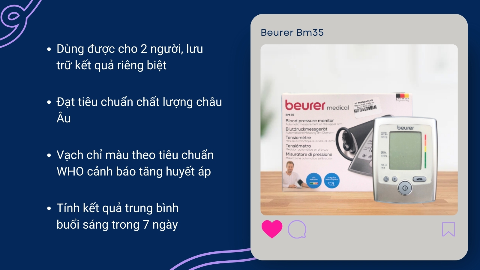 Máy đo huyết áp Beurer BM35 tích hợp nhiều tính năng thông minh