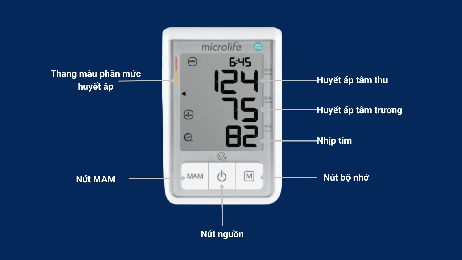 Cấu tạo chi tiết thân máy đo huyết áp Microlife B3 Basic