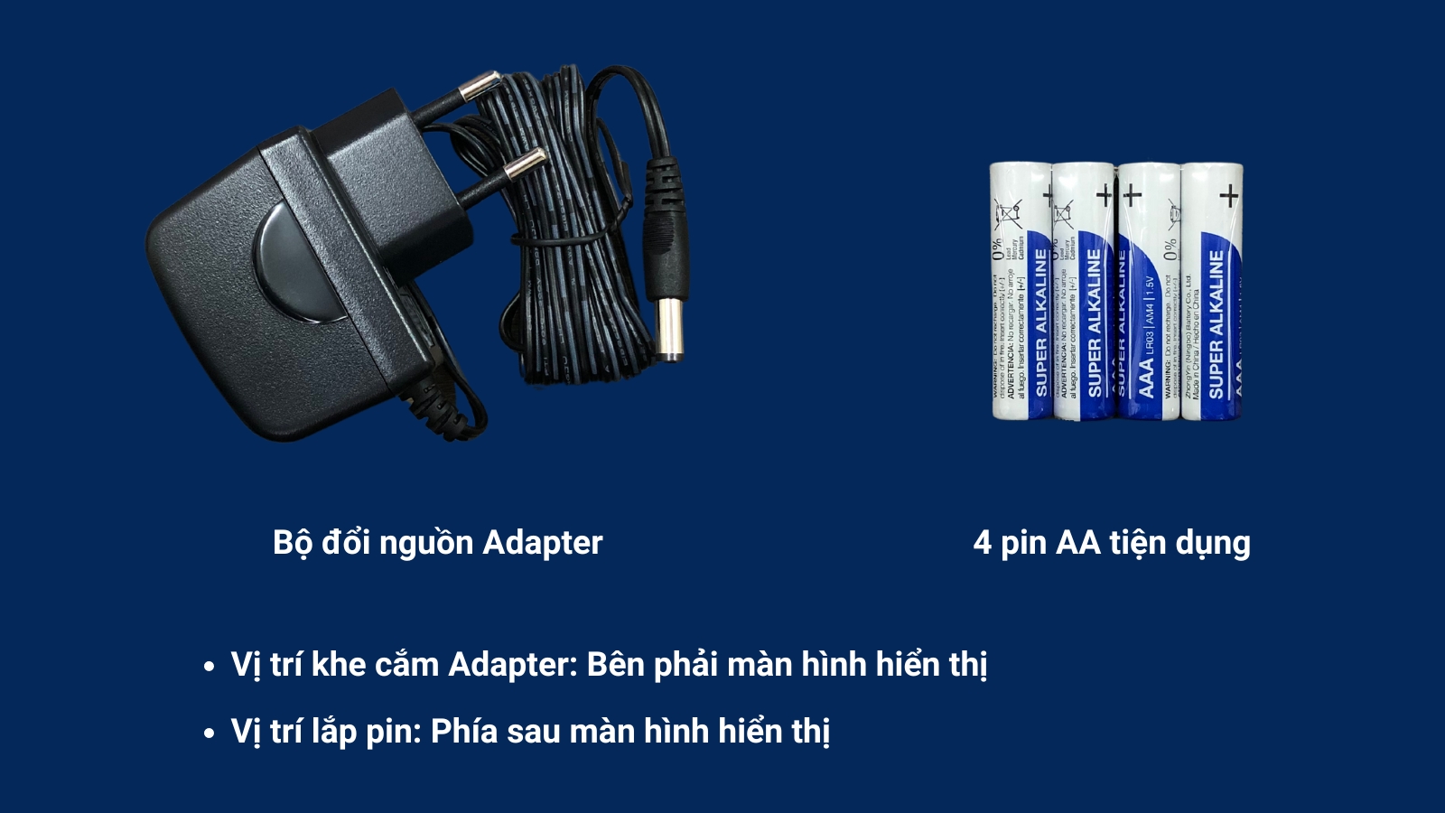 Máy đo huyết áp Microlife BP A6 Basic sử dụng bộ đổi nguồn Adapter hoặc 4 pin AA dễ dàng thay thế