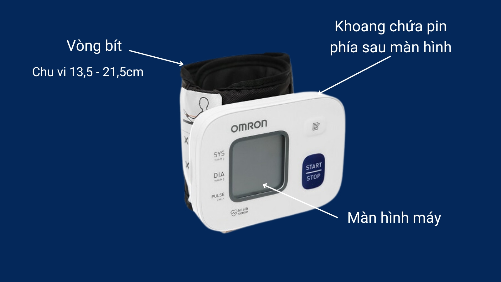 Cấu tạo máy đo huyết áp cổ tay Omron Hem 6161