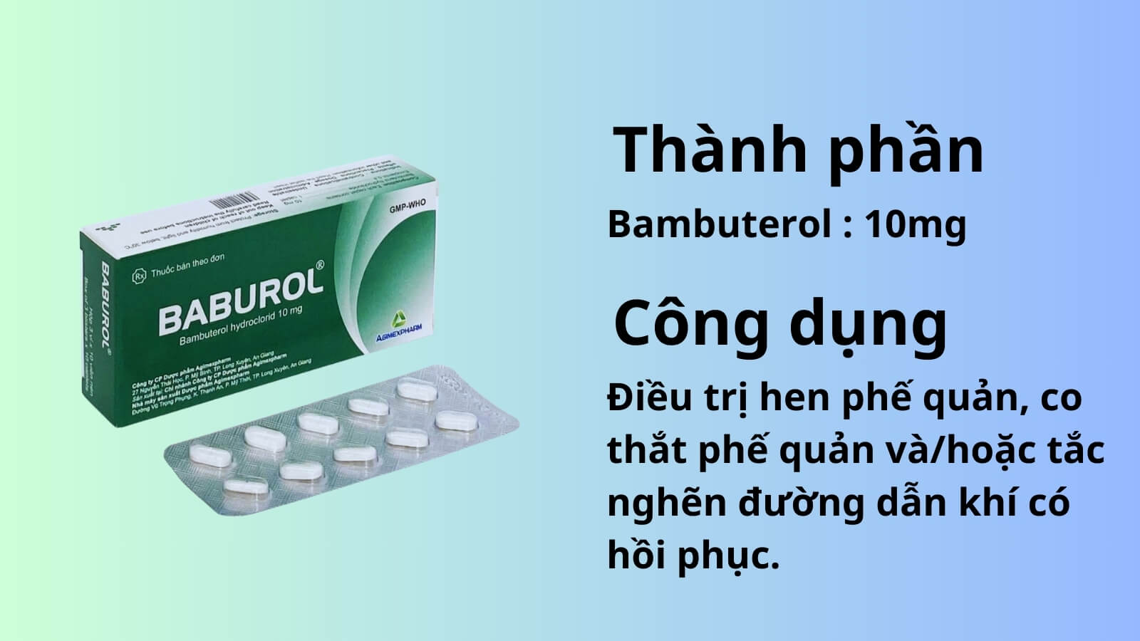 Thành phần và công dụng của Baburol 10mg