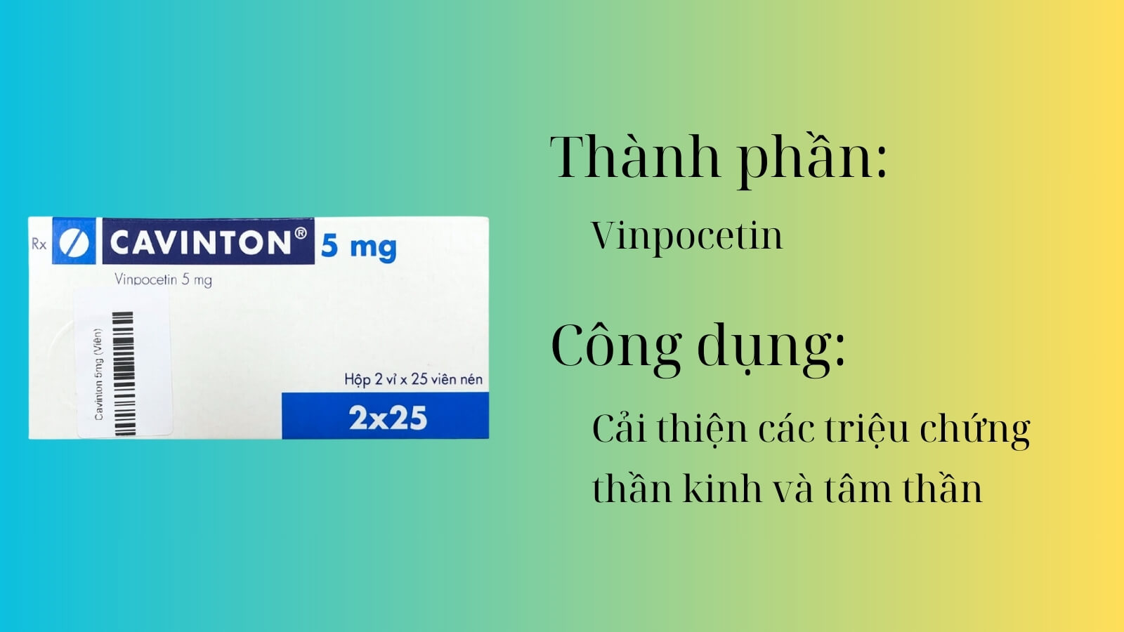 Thành phần và công dụng của thuốc Cavinton 5mg