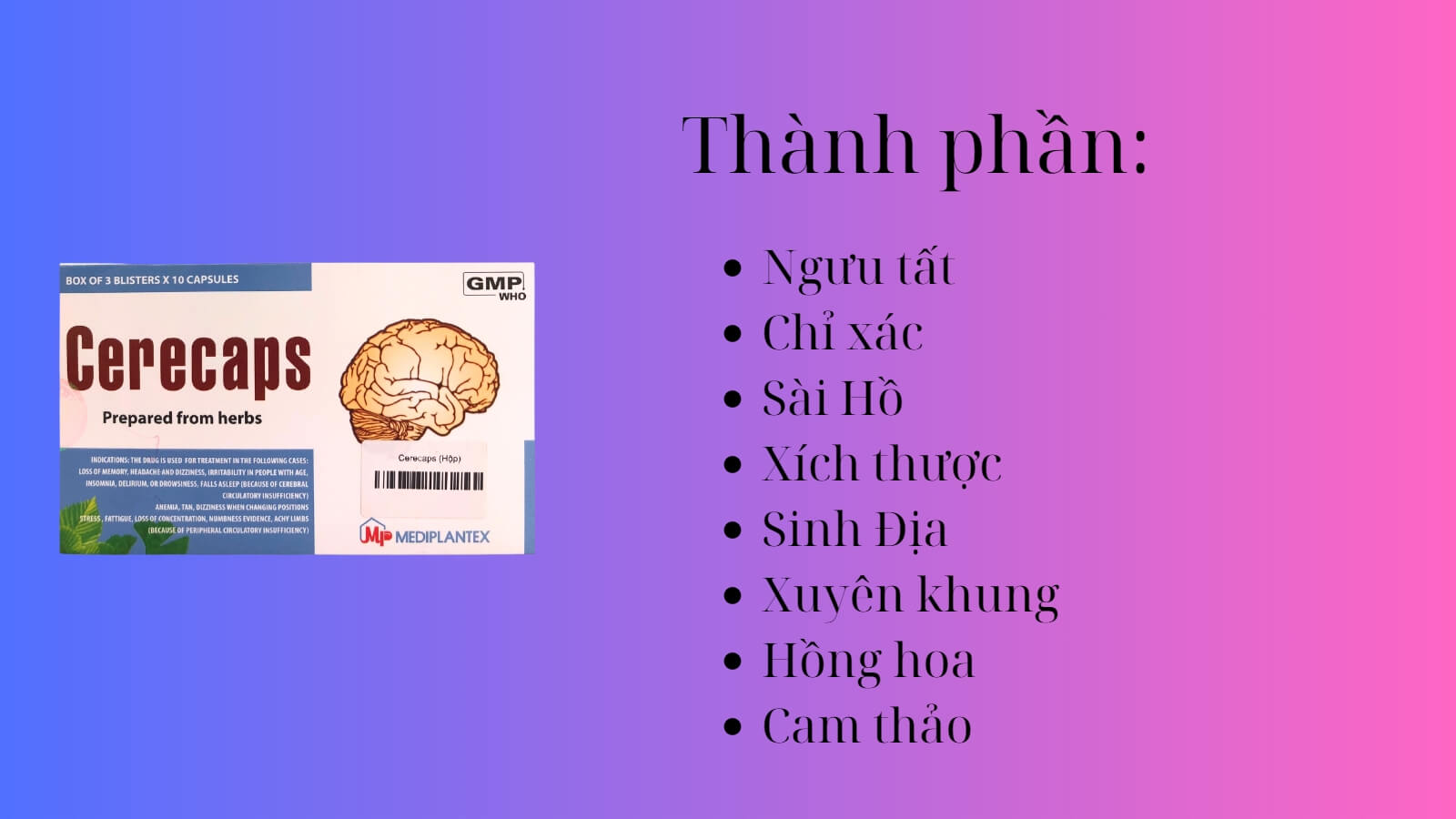 Thành phần của thuốc Cerecaps