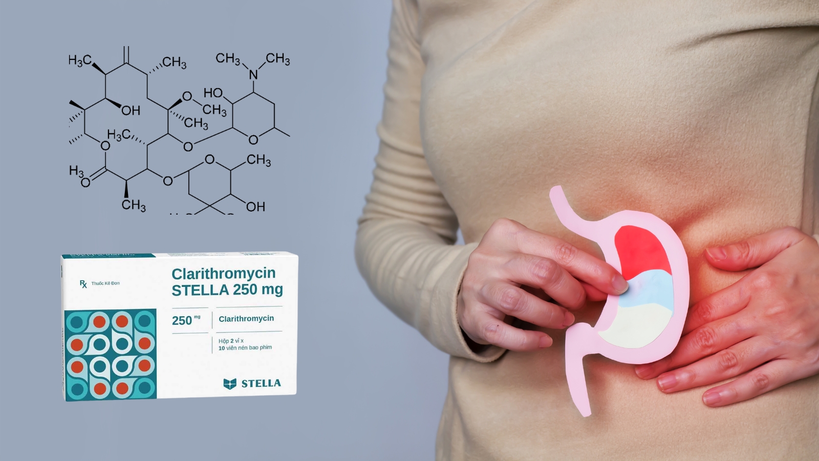 Clarithromycin là dược chất chuyên dùng trong các phác đồ điều trị loét dạ dày phối hợp