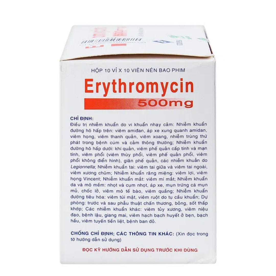 Thuốc Erythromycin 500mg điều Trị Nhiễm Khuẩn Pharmart Vn