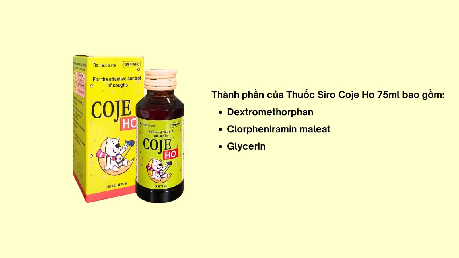 Các thành phần chính có trong thuốc siro Coje Ho 75ml