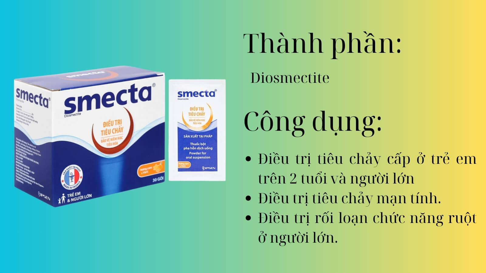 Thành phần và công dụng của thuốc Smecta