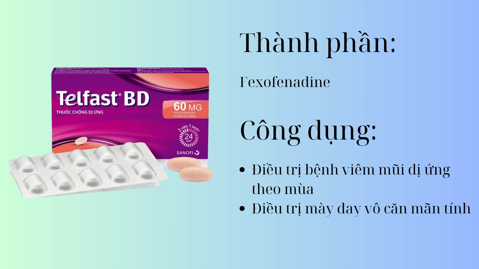 Thành phần và công dụng của thuốc Telfast BD