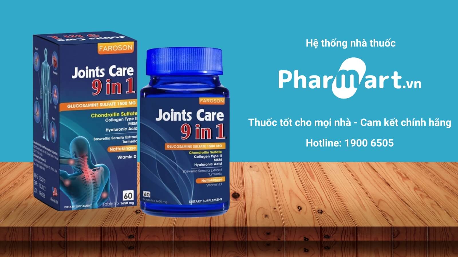 Viên uống Bone & Joint 9 in 1 hỗ trợ trị thoái hóa khớp hộp 60 viên ...